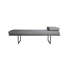 Banco 2 Lugares Galli Linho Cinza e Preto 160 cm