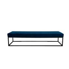 Banco 2 Lugares Giulia Veludo Azul e Preto 100 cm