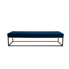 Banco 2 Lugares Giulia Veludo Azul e Preto 140 cm