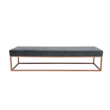 Banco 2 Lugares Giulia Veludo Cinza e Dourado 140 cm