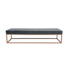 Banco 2 Lugares Giulia Veludo Cinza e Dourado 160 cm