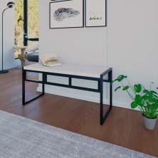 Banco 2 Lugares Wooden Branco e Preto