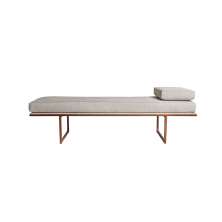 Banco 3 Lugares Galli Linho Bege e Dourado 180 cm