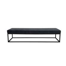 Banco 3 Lugares Giulia Veludo Cinza e Preto 180 cm