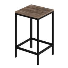 Banco Alto Wooden Carvalho Dark e Preto