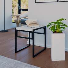 Banco Baixo Wooden Branco e Preto