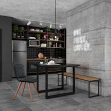 Banco de Jantar Industrial 2 Lugares Filadélfia Carvalho e Preto 150 cm