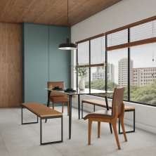 Banco de Jantar Industrial 2 Lugares Orleans Carvalho e Preto 150 cm