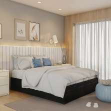 Base para Cama Box Casal Macy com Baú (47x138x188) Preta