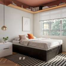 Base para Cama Box Casal Madeleine com Baú (47x138x188) Preta