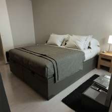 Base para Cama Box Queen Remo Premium com Baú Linho (47x158x198 cm) Grafite