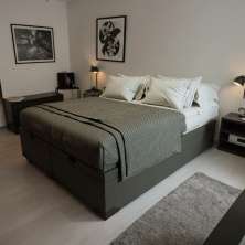 Base para Cama Box Queen Vigo Premium com Baú Linho (47x158x198 cm) Grafite