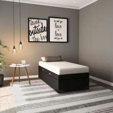 Base para Cama Box Solteiro Maci com Baú (45x88x188) Preta