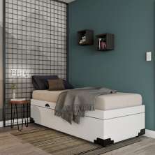 Base para Cama Box Solteiro Maddux com Baú (45x88x188) Branca