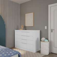 Cômoda Infantil Victória 1 PT 5 GV Branco Fosco