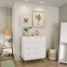 Cômoda Sapateira Reino Unido 1 Porta 4 Gavetas Branca