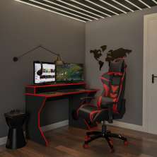 Cadeira Gamer Pyke Preta e Vermelha