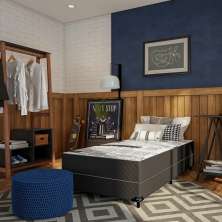 Cama Box Solteiro Conjugada Palermo D28 Ortopédico Preta