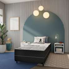 Cama Box Solteiro Conjugada Verona D28 Ortopédico Preta