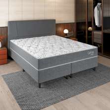 Cama Box com Cabeceira e Colchão Queen Celine Molas Ensacadas (62x158x198) Cinza