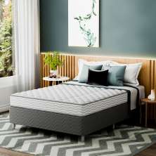 Cama Box com Colchão Casal Howie Espuma D33 (17x138x188) Branco e Cinza