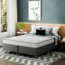 Cama Box com Colchão Queen Howie Espuma D28 (17x158x198) Branco e Cinza