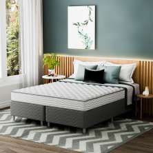 Cama Box com Colchão Queen Howie Espuma D45 (17x158x198) Branco e Cinza