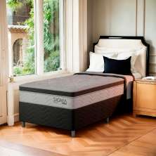 Cama Box com Colchão Solteirão Harold Molas Ensacadas (22x108x198) Branco e Cinza