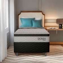 Cama Box com Colchão Solteiro Ethan Molas Ensacadas (22x88x188) Branco e Cinza