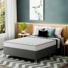 Cama Box com Colchão Viúva Howie Espuma D33 (17x128x188) Branco e Cinza