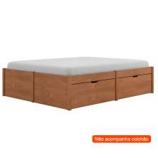 Cama Queen Beauty Madeira Maciça Amêndoa