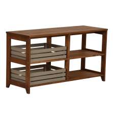 Cantina Shelfing Unit With 2 Drawers Solid wood and Gray Stain