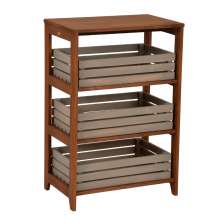 Cantina Shelfing Unit With 3 Drawers Solid wood and Gray Stain