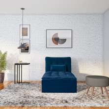 Chaise Poliana Veludo Azul