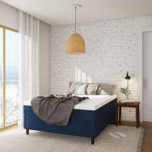 Colchão Casal Mola Ensacada Les Martins Macio (25x138x188) Azul e Branco