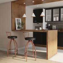 Conjunto com 2 Banquetas Alison Cobre e Preto