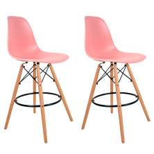 Conjunto com 2 Banquetas Charles Eames Rosa