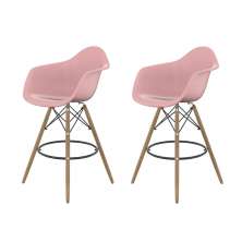 Conjunto com 2 Banquetas Eames Arm DSW Rosa