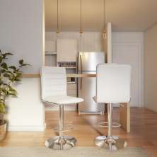 Conjunto com 2 Banquetas Giratórias Ann-Margret Branco