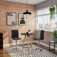Conjunto com 2 Banquetas Giratórias Audrey Preto