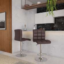 Conjunto com 2 Banquetas Giratórias Fae Marrom Escuro