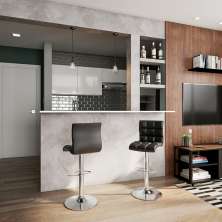 Conjunto com 2 Banquetas Giratórias Fardeen Preto