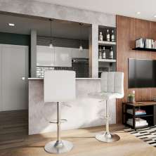 Conjunto com 2 Banquetas Giratórias Finley Branco