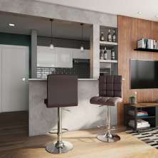 Conjunto com 2 Banquetas Giratórias Finley Marrom Escuro