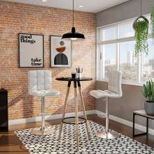 Conjunto com 2 Banquetas Giratórias Fion Branco