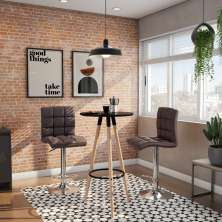 Conjunto com 2 Banquetas Giratórias Fion Marrom Escuro