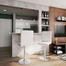 Conjunto com 2 Banquetas Giratórias Ingrid Branco