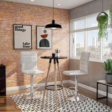 Conjunto com 2 Banquetas Giratórias Vivien Branco