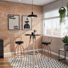Conjunto com 2 Banquetas Raul Cobre e Preto