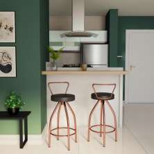 Conjunto com 2 Banquetas Yohan Cobre e Preto